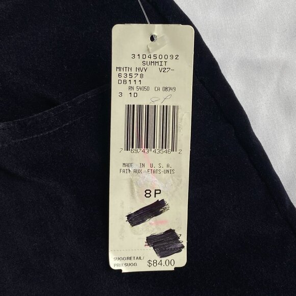 Vintage Ralph Lauren Petite Navy Velour 5 Pocket Straight Leg Jeans USA 8P NOS - Picture 7 of 12